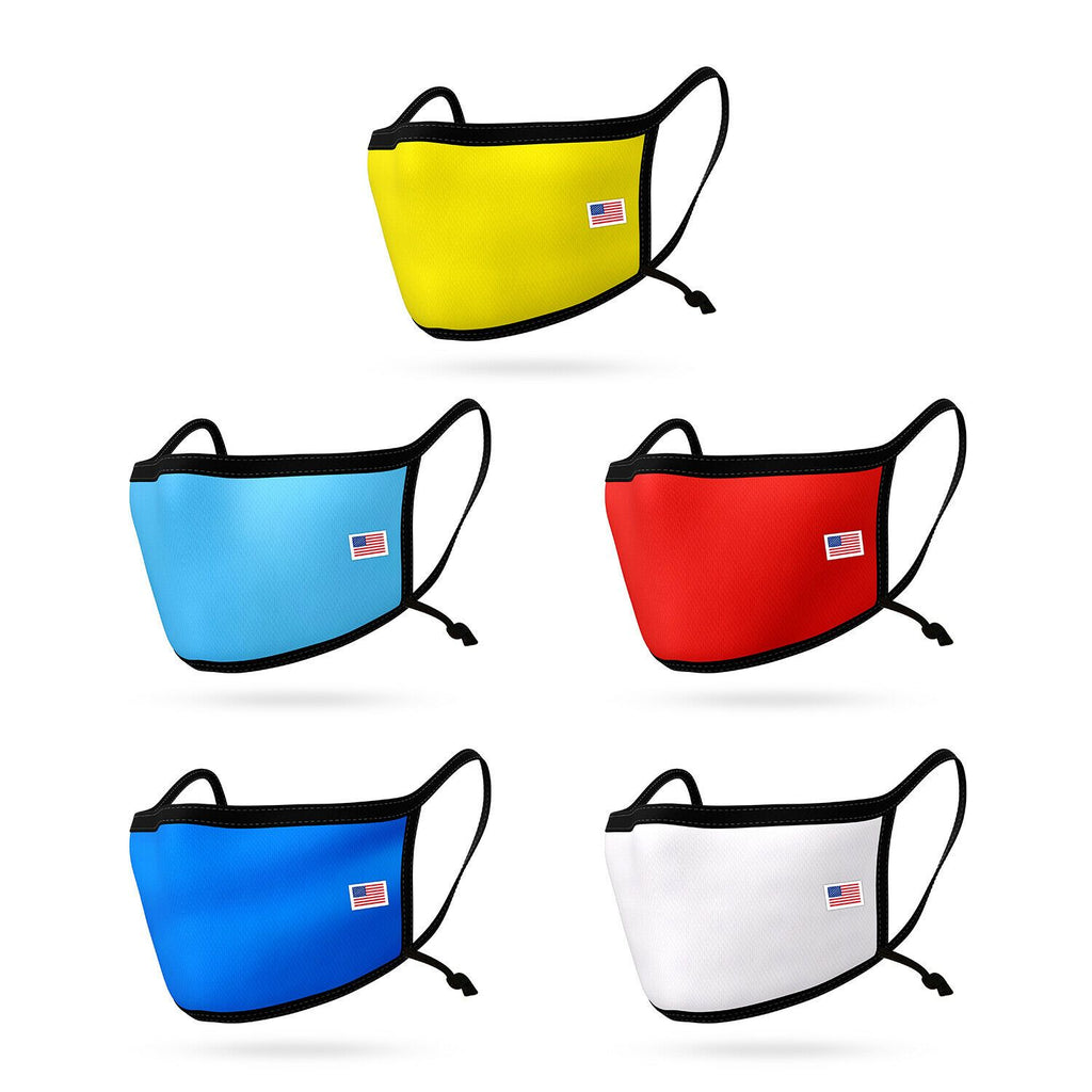 5 Pack Kids Face Masks Adjustable Double Layer Washable Reusable Made in USA Pack A