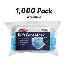 Load image into Gallery viewer, AMLIFE Kids Size Face Masks Youth Children Boys Girls Youth Filter Mask Made in USA Imported Fabric 1000 Pack

