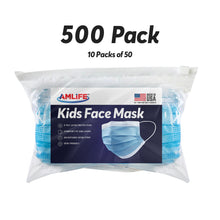 Load image into Gallery viewer, AMLIFE Kids Size Face Masks Youth Children Boys Girls Youth Filter Mask Made in USA Imported Fabric 500 Pack
