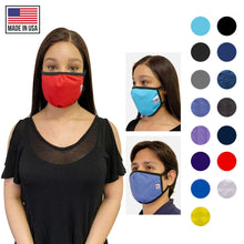 Load image into Gallery viewer, Made in USA Face Masks Mouth Nose Washable Reusable Double Layer Mask Cotton Cloth Blend Black
