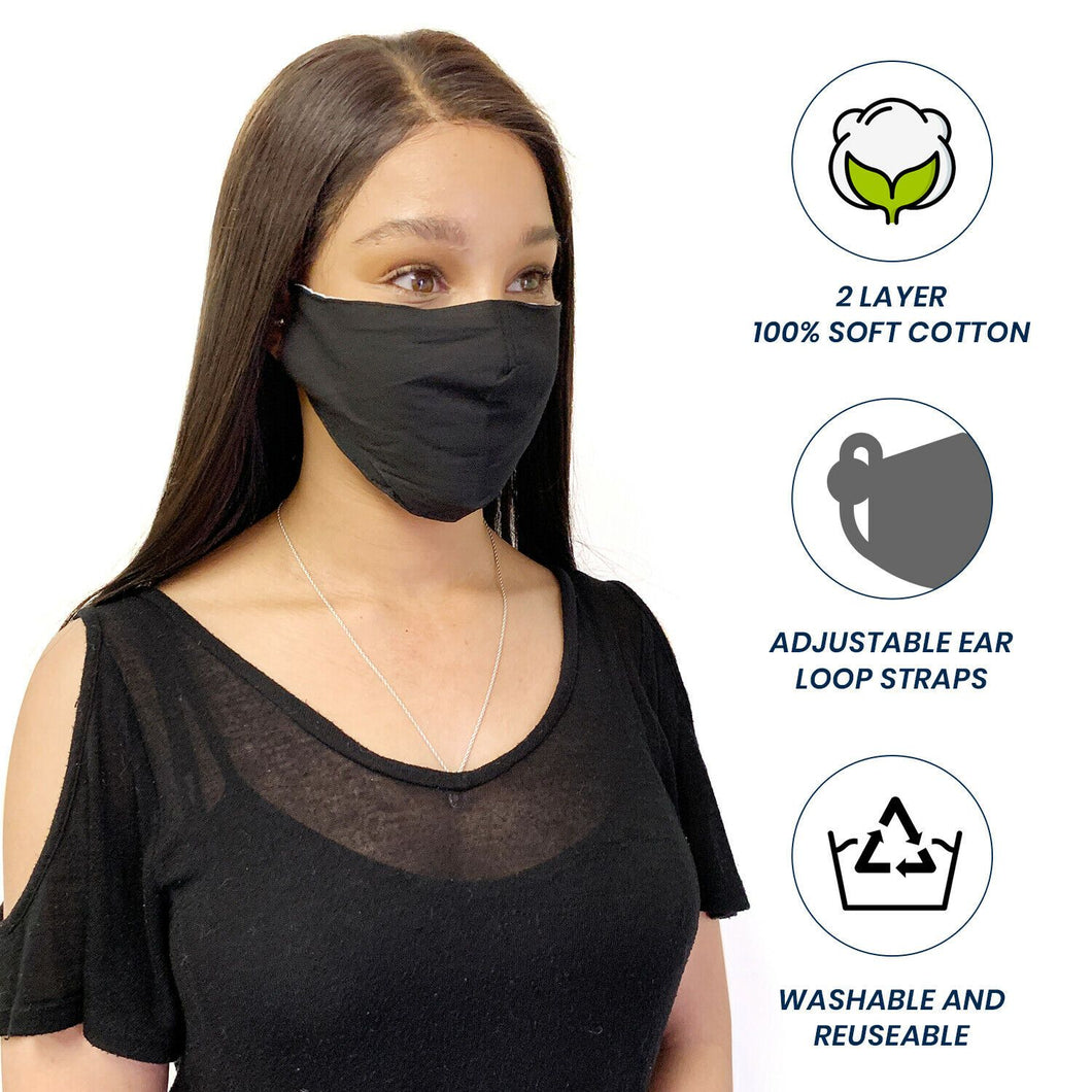 Cotton Face Mask Cloth Masks Pack for Mouth Nose Washable Reusable Double Layer Adjustable Ear Unisex 1 Piece