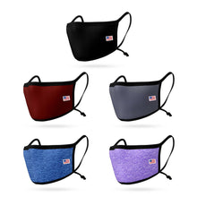 Load image into Gallery viewer, 5 Pack Face Masks Adjustable Cloth Double Layer Washable Reusable Made in USA Pack A
