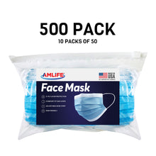 Load image into Gallery viewer, Amlife Face Mask Packs Disposable 3-Ply Filter - Made in USA with Imported Fabric - Teal 500 PACK
