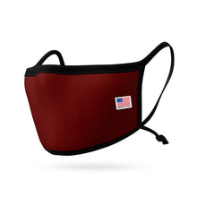 Load image into Gallery viewer, Kids Size Adjustable Face Mask for Children Boys Girls Cloth Double Layer Masks Washable Reusable Made in USA aged 3 to 7 Maroon
