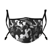 Load image into Gallery viewer, Casaba Fashion Face Masks Cotton Poly Adjustable Washable Reusable Double Layer Filter Pocket Black Camo
