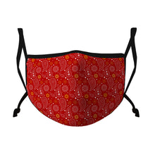 Load image into Gallery viewer, Casaba Fashion Face Masks Cotton Poly Adjustable Washable Reusable Double Layer Filter Pocket Red Paisley
