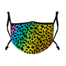 Load image into Gallery viewer, Casaba Fashion Face Masks Cotton Poly Adjustable Washable Reusable Double Layer Filter Pocket Neon Leopard
