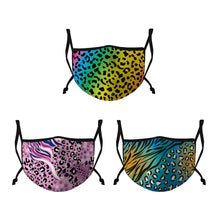 Load image into Gallery viewer, Casaba 3 Pack Face Masks Animal Leopard Prints Fashion Cotton Poly Adjustable Washable Reusable Double Layer Pocket Filter 
