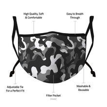 Load image into Gallery viewer, Casaba 3 Pack Face Masks Black Stylish Prints Cotton Poly Adjustable Washable Reusable Double Layer Pocket Filter 
