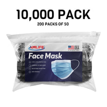 Load image into Gallery viewer, Amlife Disposable Face Masks Protective 3-Ply Filter Made in USA with Imported Fabric Black
