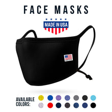 Load image into Gallery viewer, Made in USA Face Mask Adults and Kids Adjustable Ear Filter Pocket Washable Reusable 2 Layer Masks Cotton Cloth Filter Pocket Adult
