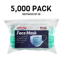 Load image into Gallery viewer, Amlife Disposable Face Masks Protective 3-Ply Filter Made in USA with Imported Fabric Green
