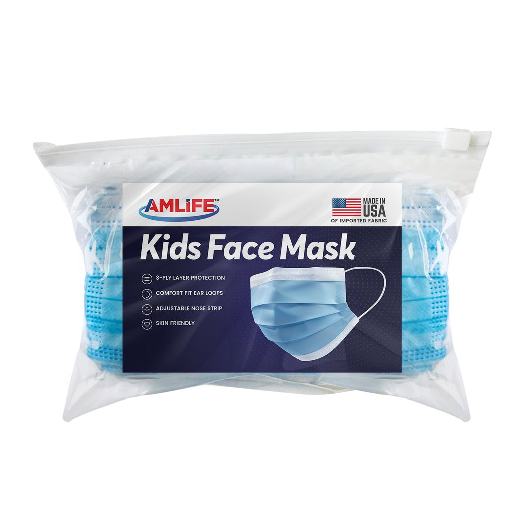 AMLIFE Kids Size Face Masks Youth Children Boys Girls Youth Filter Mask Made in USA Imported Fabric 10 Pack