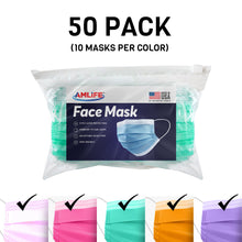 Load image into Gallery viewer, Amlife Disposable Face Masks Protective 3-Ply Filter Made in USA with Imported Fabric Multi-Color
