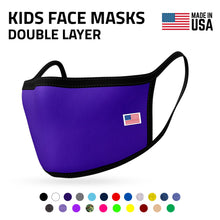 Load image into Gallery viewer, Kids Face Mask for Boys Girls Children Cotton Cloth Double Layer Masks Washable Reusable age 3 to 7 Made in USA Blue
