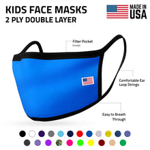 Load image into Gallery viewer, Kids Face Mask for Boys Girls Children Cotton Cloth Double Layer Masks Washable Reusable age 3 to 7 Made in USA Blue

