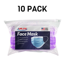 Load image into Gallery viewer, Amlife Disposable Face Masks Protective 3-Ply Filter Made in USA with Imported Fabric Purple
