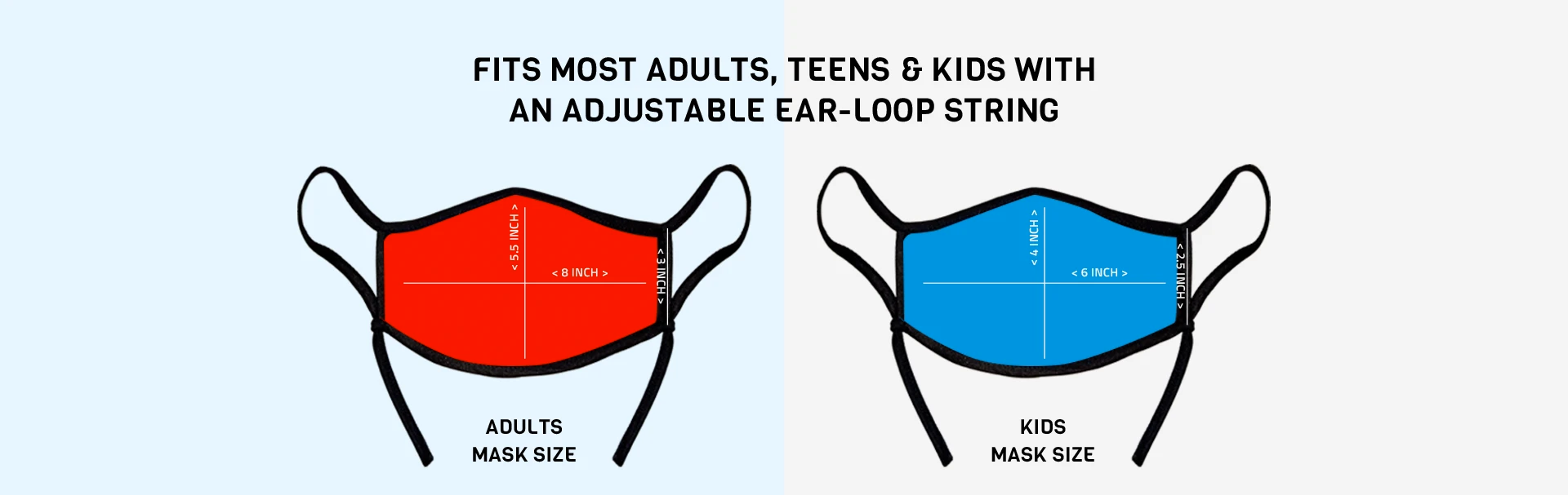 adults and kids mask size